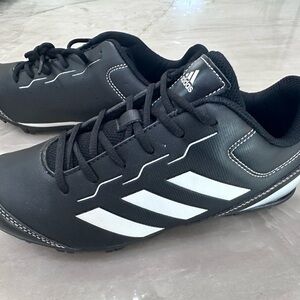 adidas Boy’s Black Athletic Cleats with White Stripes